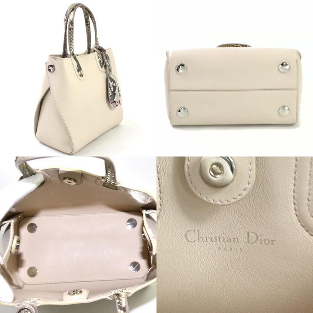 Dior Beige Tan Christian Addict Handbag Bag Python Leather Shoulder